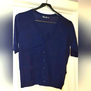 Cardigan Sweater - Navy Blue Short-sleeved Cardigan